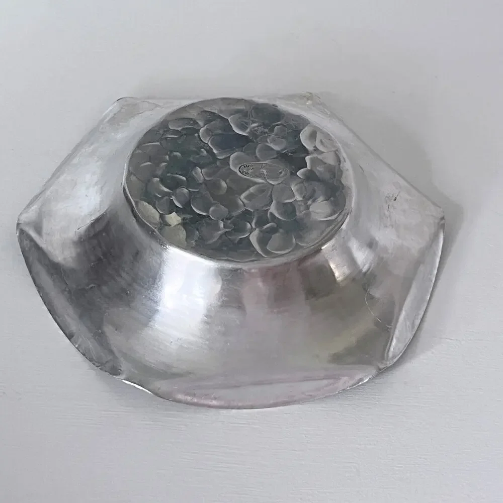 Aluminum Bowl Hop Vines Crimped Edge VTG Beer Barware Everlast Hand Forged